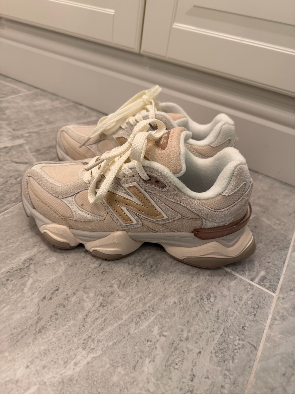 9060 Bisque Sea Salt New Balance Beige and Cream Athletic Sneakers